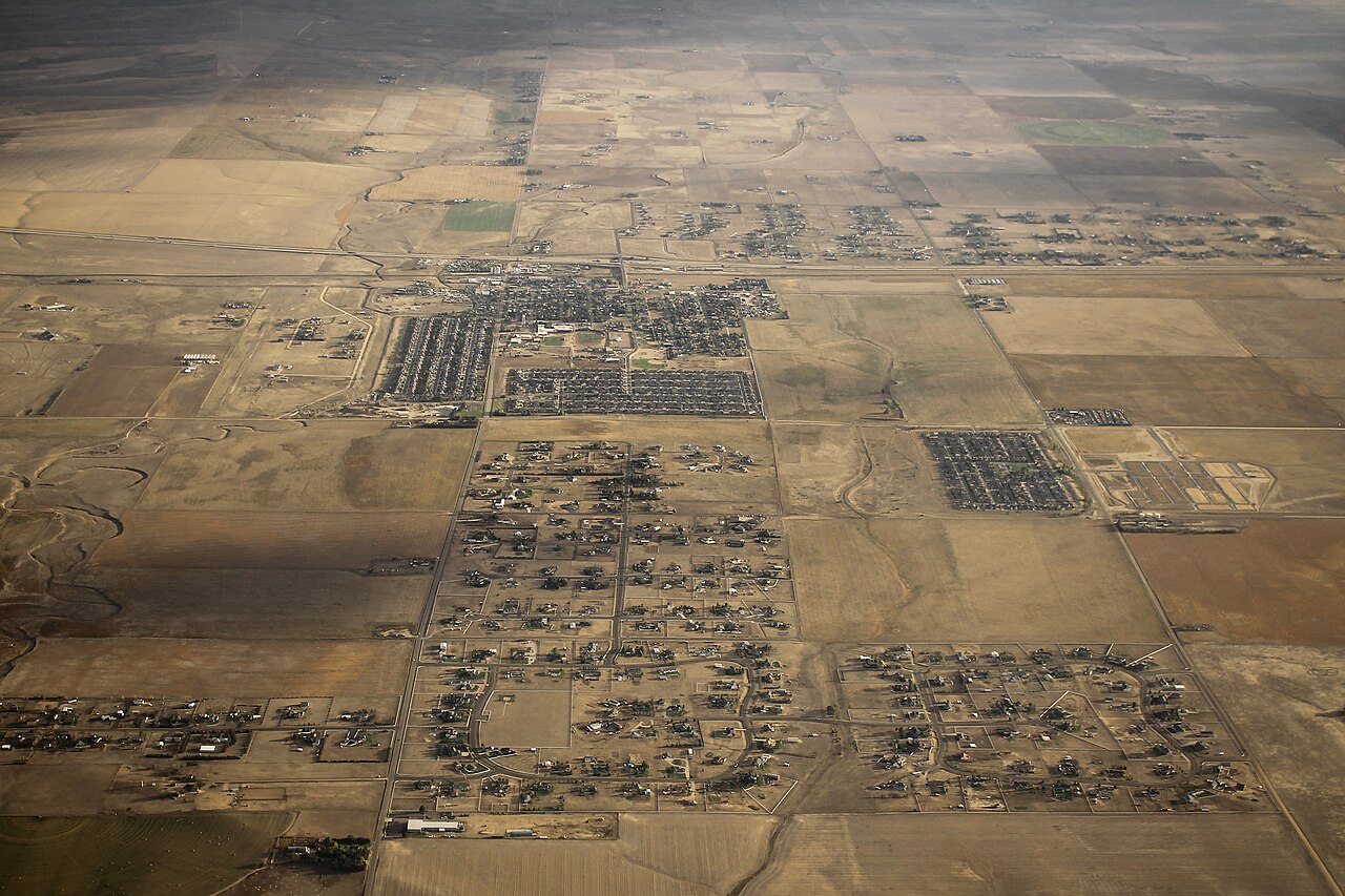 Aerial view of Strasburg, CO
